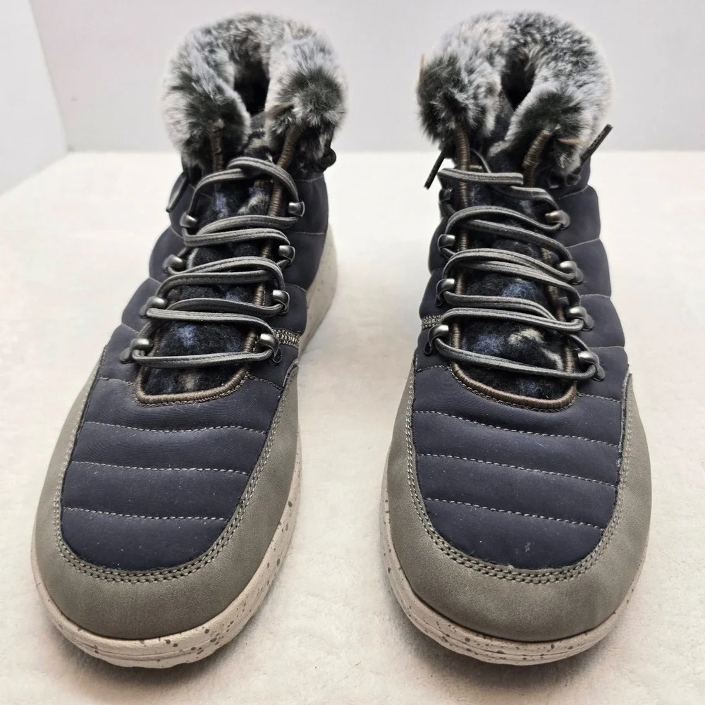 Hey Dude Brandy Puffy Faux Fur Ankle Boot Navy Grey Streetwear Gorpcore Womens 9 - Picture 3 of 11